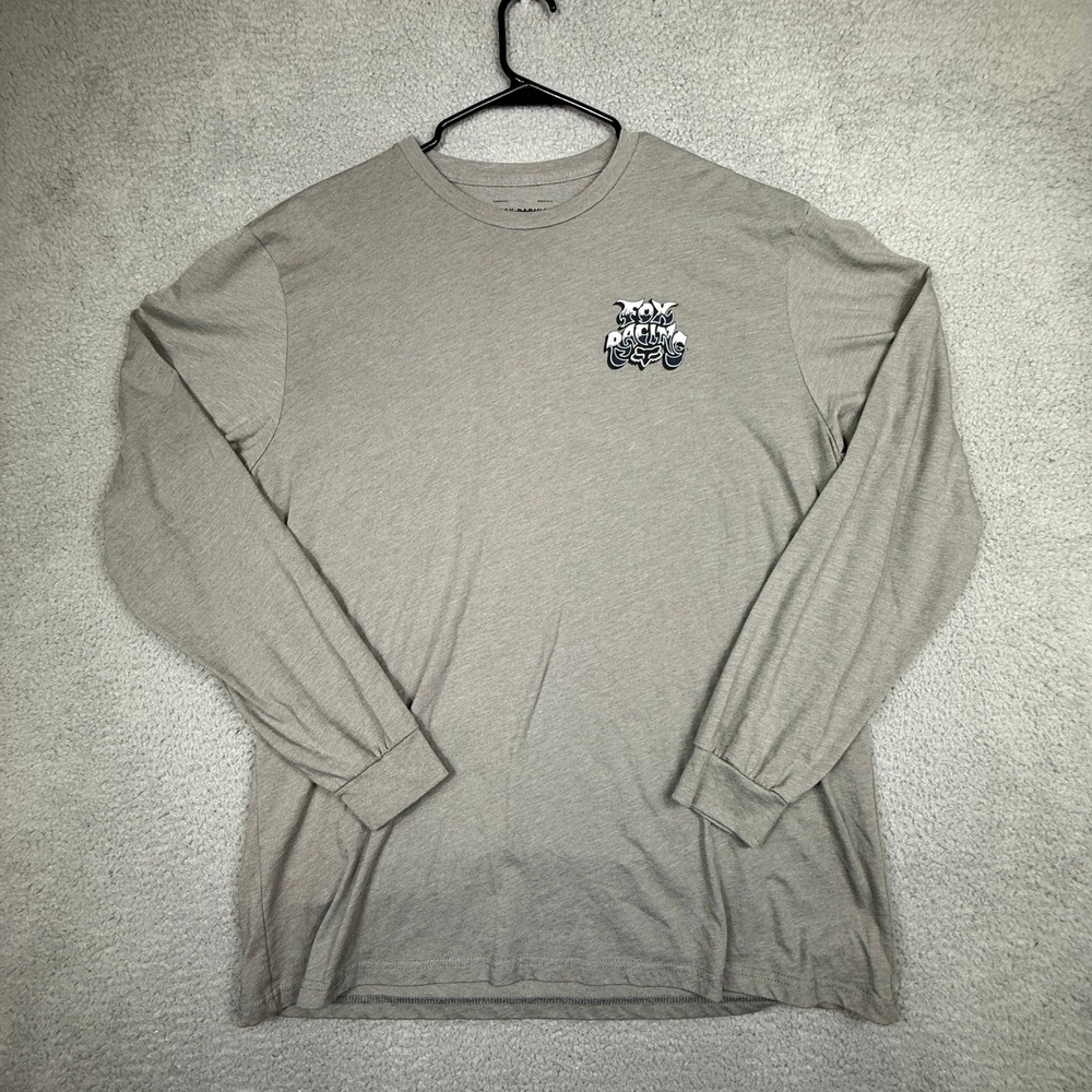 Fox Racing Long‎ Sleeve T Shirt Gray Graphic Print Motorcycle Casual Mens Size M